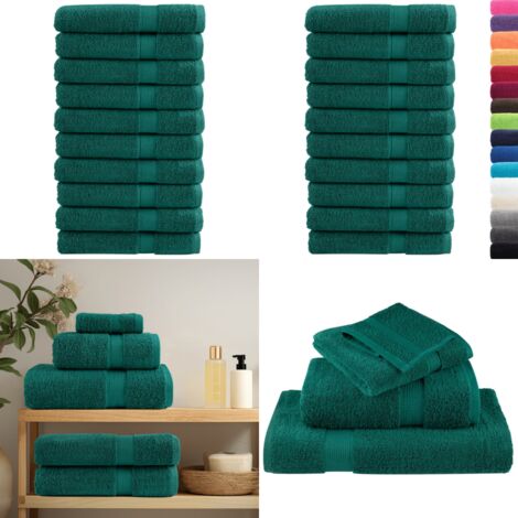 Toallas de sauna SOLUND 10 unidades verde 80x200 cm 600 gsm - Toalla de algodón - Toalla verde