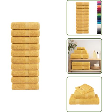 Toallas faciales - vidaXL Toallas de invitados SOLUND 10 uds dorado 30x50 cm 600 gsm - Toallas de entrenamiento
