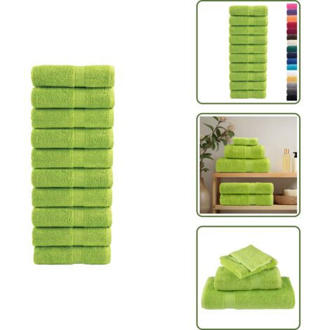 Toallas faciales - vidaXL Toallas de mano premium SOLUND 10 unidades verde manzana 30x30 cm 600 g/m² - Toallas de ejercicio