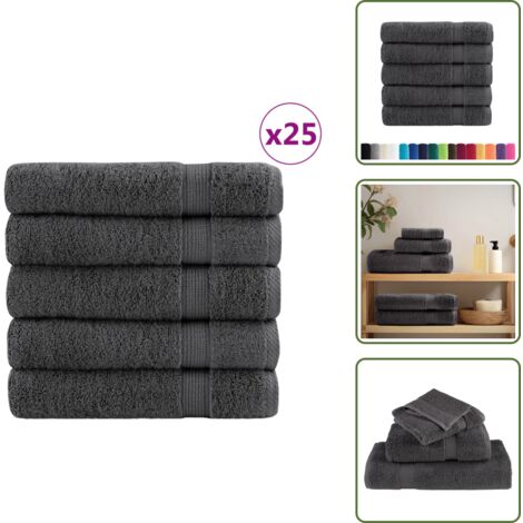 Toallas para baño - vidaXL Toallas de baño SOLUND 25 uds antracita 100x150 cm 600 gsm - Toallas para limpieza