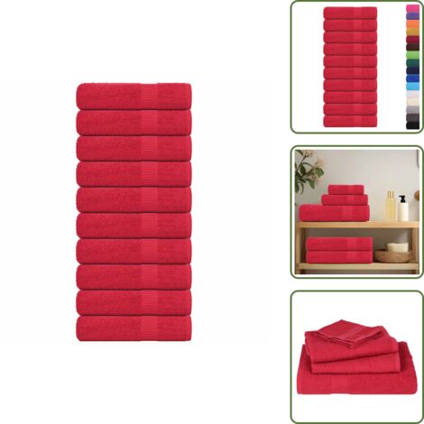 Toallas para baño - vidaXL Toallas de ducha FROGN 10 uds rojo 70x140 cm 360 g/m² - Toallas para uso doméstico
