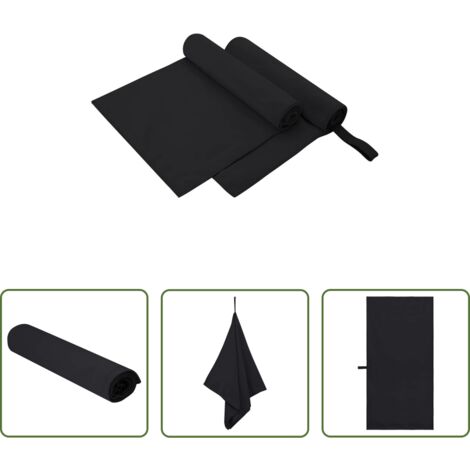 Toallas para el gimnasio -  Toallas Deportivas 2 pcs Negro 100 x 50 cm
