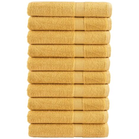Toallas premium SOLUND 10 uds dorado 100x200 cm 600 gsm