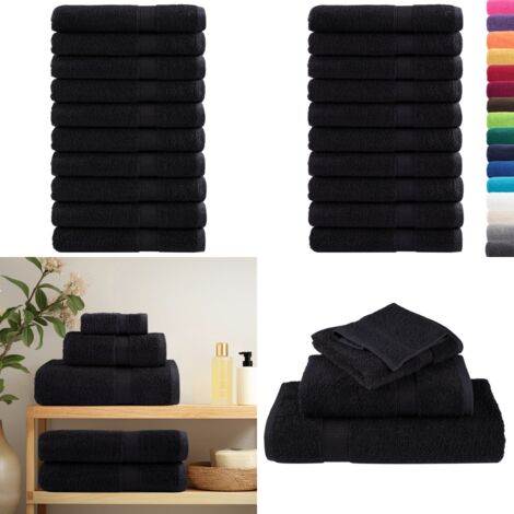 Toallas premium SOLUND 10 unidades negro 100x200 cm 600 gsm - Toallas de playa - Toallas de algodón