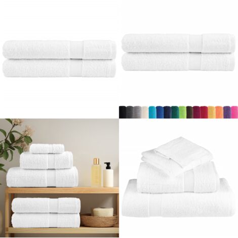 Toallas premium SOLUND 2 uds blanco 100x200 cm 600 gsm - Toallas de playa - Toallas de algodón