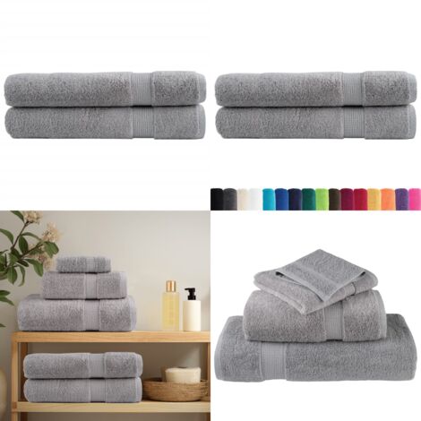 Toallas premium SOLUND 2 uds gris 100x200 cm 600 gsm - Toalla de playa - Toalla de algodón