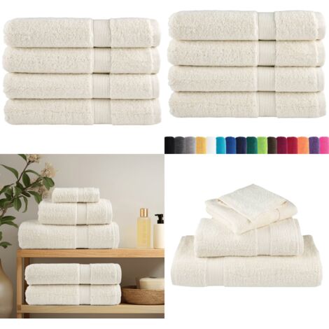 Toallas premium SOLUND 4 unidades crema 100x200 cm 600 gsm - Toallas de playa - Toallas de algodón
