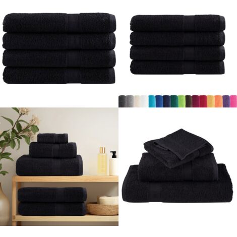 Toallas premium SOLUND 4 unidades negro 100x200 cm 600 gsm - Toalla de playa - Toalla de algodón