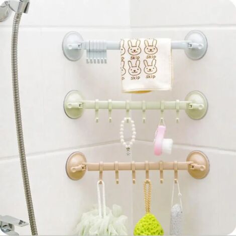 Toallero ajustable, estante de baño, ganchos, percha, estantes de almacenamiento de cocina, ganchos de pared, organizador, ventosa, perchero, accesorio de baño, 3 piezas.