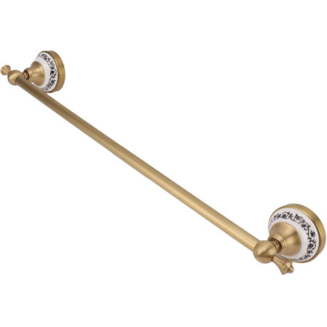 Toallero colgante de una sola barra, estilo europeo antiguo, fabricado en cobre, para baño y aseo, inoxidable, elegante.