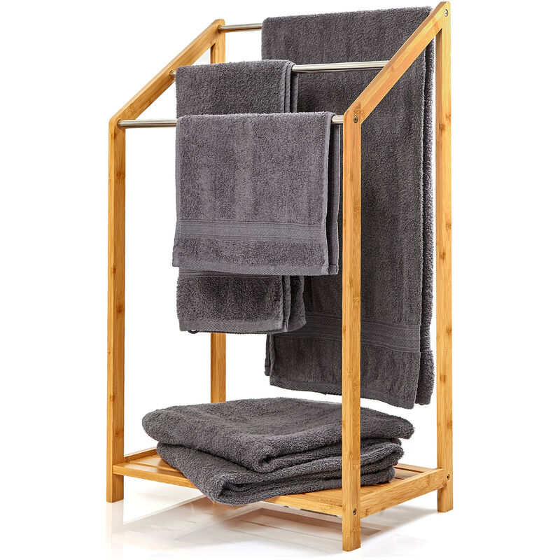 

Blumfeldt - Toallero con 3 barras transversales de metal 51x86x31 cm Diseño escalonado Bambú
