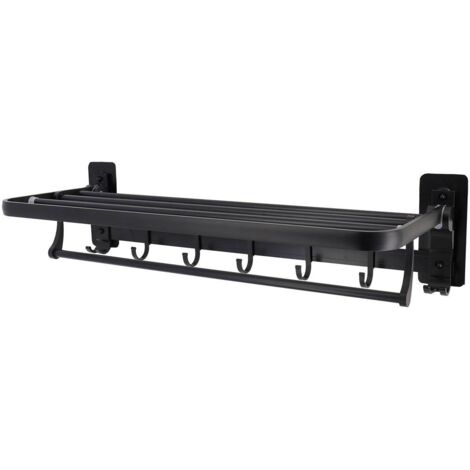 Toallero con gancho de aluminio retráctil para pegar o fijar - negro - Tendance