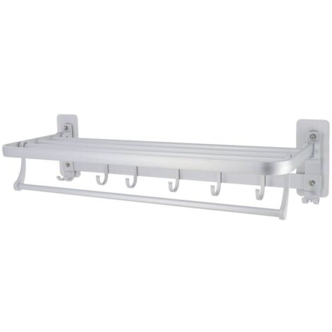 Toallero con gancho rectractil de aluminio para pegar o fijar - cromado - Tendance