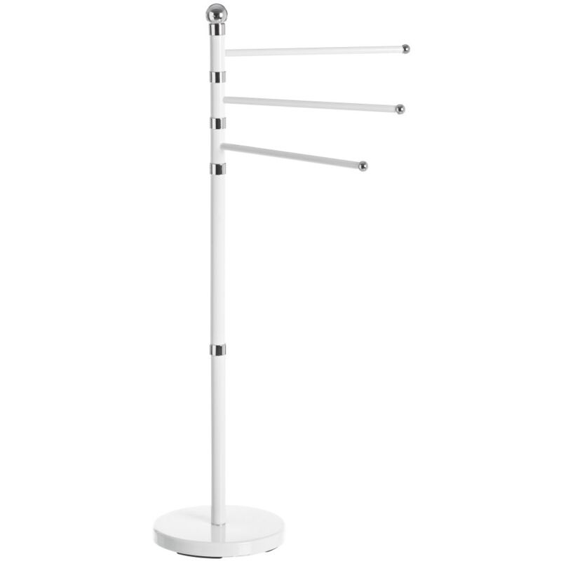 

Toallero de 3 brazos articulables blanco de metal de 44x23x89 cm