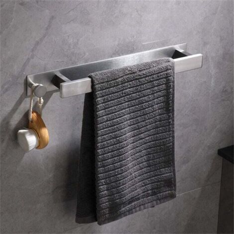 Toallero de acero inoxidable, toallero autoadhesivo para invitados sin taladrar, toallero autoadhesivo para baño con gancho para baño (40 cm, cepillado)