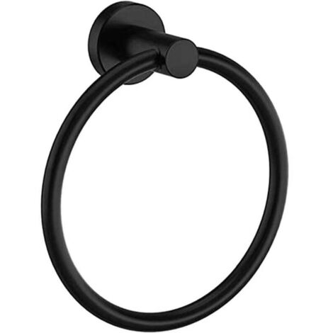 Toallero de aro negro esmerilado, de acero inoxidable 304, para montaje en pared, redondo, para baño y cocina.