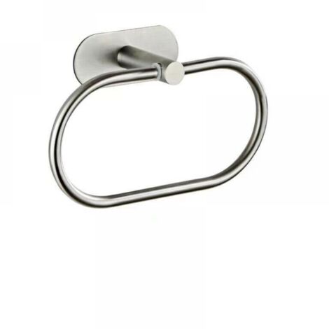 Toallero de aro sin taladrar (plata), toallero redondo, toallero cromado de acero inoxidable 304 de estilo moderno para baño, cocina, patio.