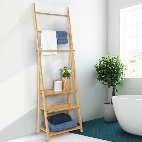 Toallero para baño con 5 niveles con forma de escalera fabricado con bambú  Five Diempi