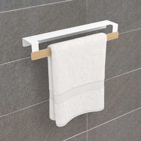 Toallero de baño Adhesivo fabricado en acero y acabado blanco mate Peso máx.: 1,5kg Medidas 44x6x8,4cm Incluye adhesivo extra fuerte y tornillos para elijas como fijarlo a la pared -