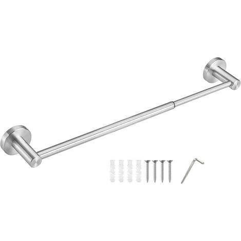 Toallero de baño ajustable – Barra telescópica de acero con un solo poste y tornillos – Plateado