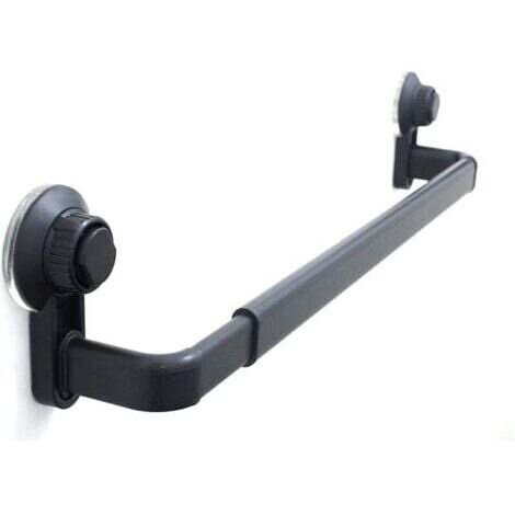 Toallero de baño, barra adhesiva negra para pared, para ducha y cocina, resistente al agua y con gancho (52-82 cm), INHHUB