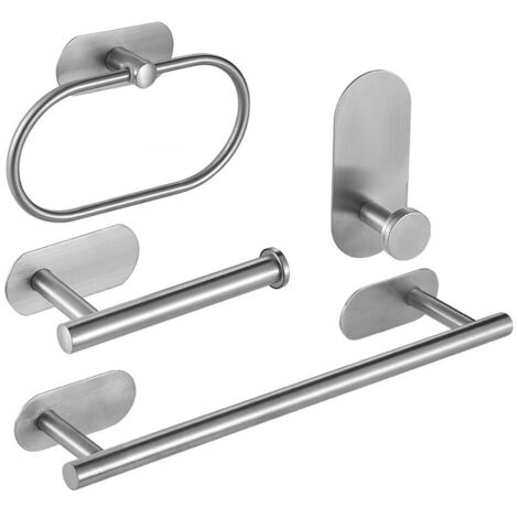 Toallero de baño de 4 piezas, kit de accesorios de baño sin taladrar, adhesivo 3M y toallero para taladrar.
