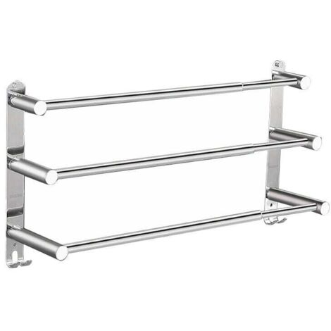 Toallero de baño extensible de 43-75 cm. Toallero de pared de acero inoxidable sin necesidad de taladrar. Dos métodos de instalación.