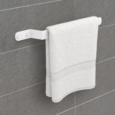 Toallero de baño fabricado en acero y acabado blanco mate Peso máx.: 1,5kg Medidas 44x4x5cm Incluye tornillos y tacos para su fijación a la pared -