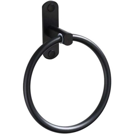 Toallero de baño redondo de aluminio negro KZQ (16 × 10 × 10 cm)