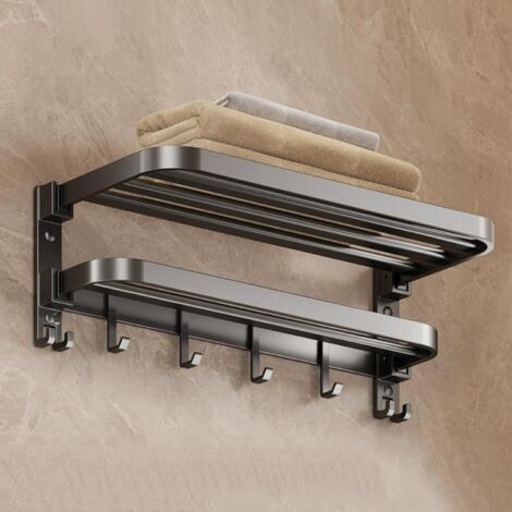 Toallero de baño, soporte para toallas colgante, toallero plegable (40x21x17,5cm/16x8x7in)