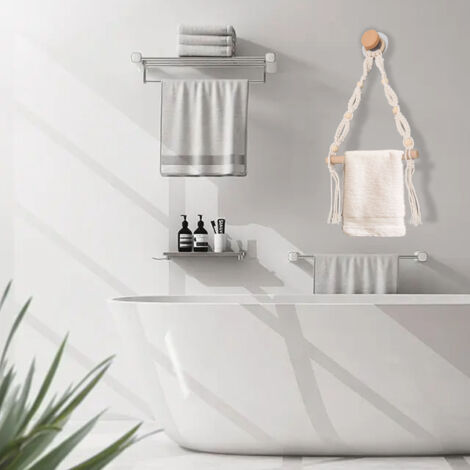 Toallero de cuerda de estilo vintage europeo: soporte para toallas de papel y toallas de mano para cocina y baño no requiere taladrar.