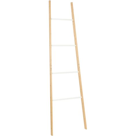Toallero de madera de bambú para toallas o ropa 4 peldaños marrón claro Otavalo