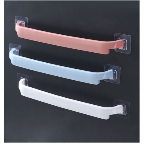 Toallero de pared Crediri sin taladrar (3 piezas, blanco, azul y rosa)