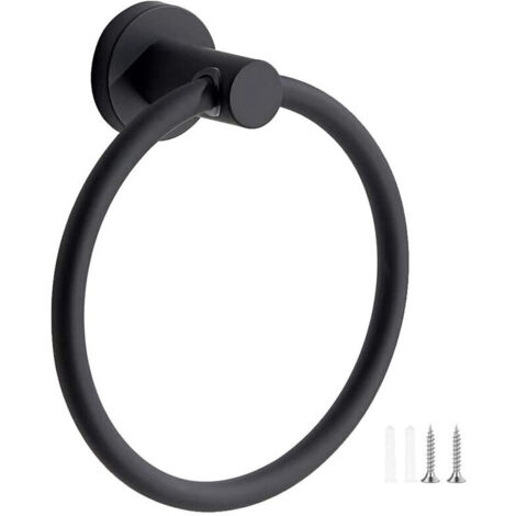 Toallero de pared de acero inoxidable 304, color negro esmerilado, redondo, para baño y cocina (negro)