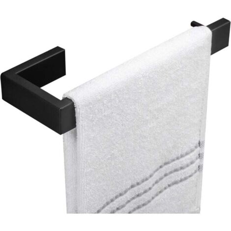 Toallero de pared para baño, barra de acero inoxidable negro mate, 1 unidad