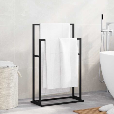 Toallero de pie de hierro negro 48x24x78,5 cm