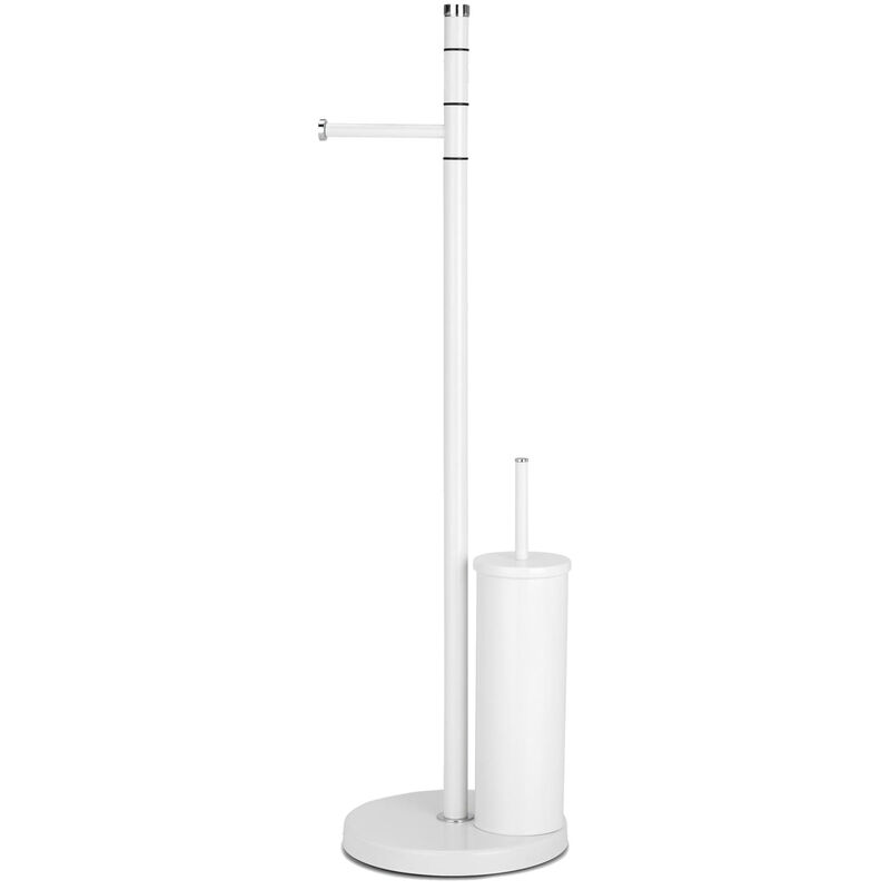 

Toallero de pie con portaescobilla portarrollo de acero blanco mod. Windor