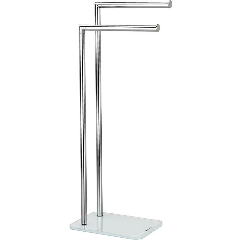 

Toallero de pie para baño soporte para toallas vidrio blanco mod. Zero