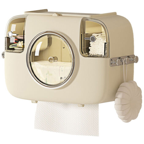 Toallero de plástico impermeable para pared con múltiples compartimentos para el baño - organizador con ganchos (33x14,5x21cm)