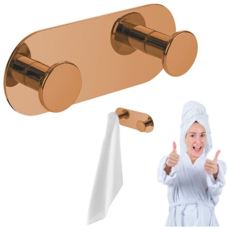 Toallero DOBLE, gancho de pared autoadhesivo, oro rosa