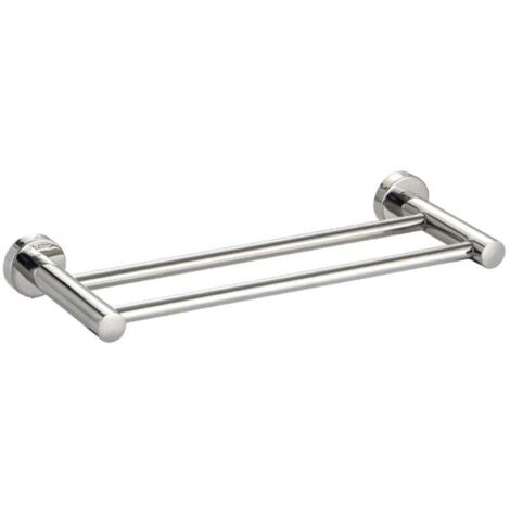 Toallero doble para baño, 40 cm, 2 barras, montaje en pared, acero inoxidable SUS304, acabado cepillado
