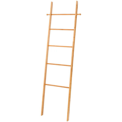Toallero escalera de bambú con 5 barras + 2 ganchos