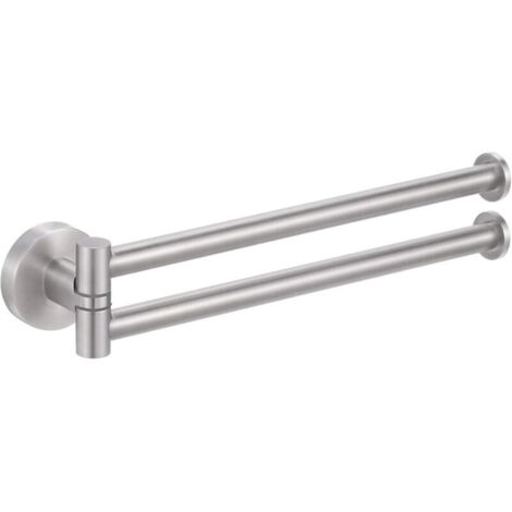 Toallero giratorio de acero inoxidable SUS 304, soporte para toallas de cocina, dos brazos, giratorio 180°, montaje en pared, cepillado,