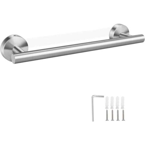 Toallero KZQ de 30 cm, color plateado, para baño, fabricado en acero inoxidable.