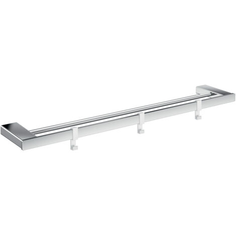Toallero LOFT doble 3 ganchos blancos extraíbles 642 mm cromado EMCO