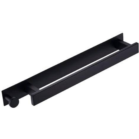 Toallero mural, sin necesidad de taladrar, fabricado en acero inoxidable 304, para baño y cocina (negro, 40 cm).