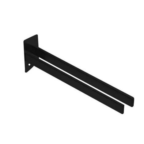 Toallero negro de doble brazo, giratorio, de acero inoxidable, para montaje en pared, con agujeros