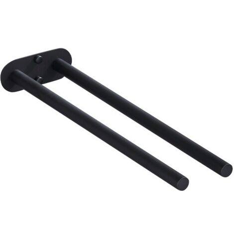 Toallero negro mate con 2 brazos para baño, cocina o ducha, 40 cm