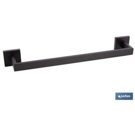 Toallero negro mate de acero con diseño cuadrado Gama Faial 45 x 8 x 5,5 cm