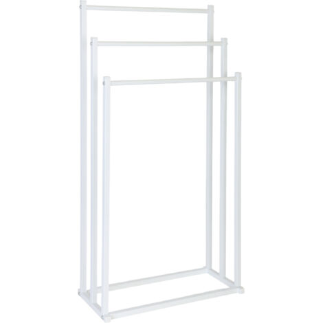 Toallero Relaxdays, HxBxT: 86 x 44 x 21 cm, metal, 3 varillas, baño, soporte para toallas de pie, blanco